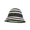 Berets Woven Stroh Hut Frauen Sommer Streifen Sonnenschirm Eimer Mode Sonnencreme Faltbare UV Schutz Papier Panama