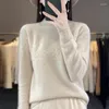 Women's Sweaters Autumn And Winter Wool Cashmere Sweater Semi-turtle Neck Knitted Pullover Long Sleeve Casual Solid Color Top