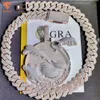 Fashion Design Solid Silver Gra Moissanite 18mm 20mm Brede Diamant Iced Out Hanger Ketting Cubaanse Link Chain voor Rapper