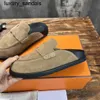 Designer Go Mules Sandals Mueller Slippers Suede Taupe Top Quality Go Comfortable Clog Flat Slide Classic Casual Suede Calfskin Insole Sole Beach