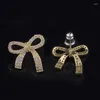 Boucles d'oreilles à clous en Zircon pour femmes, bijoux assortis avec bobine de moustique, Clip d'oreille Micro-incrusté, nœud papillon, vente en gros