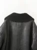 Women's Jackets YENKYE 2023 Women Fashion Faux Leather Lambswool Motorcycle Jacket Long Sleeve Female Winter Warm Biker Coat