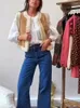 Chalecos de mujer Otoño e Invierno Retro versátil cuello redondo dos prendas sueltas Casual empalme chaqueta de chaleco de lana de cordero