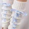 Women Socks Sweet Costume Accessories Knee Protection Girls Bow Bandage Lolita Jk Hosiery Knitted Wool Foot Cover