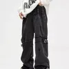 Новые мужские джинсы Y2K, уличная одежда, черные мешковатые рваные брюки-карго, мужская одежда, прямые джинсовые брюки в стиле панк