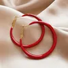 Hoop Earrings 5cm Red For Female Creative Simple Temperament Big Round Circle Earings