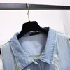 Gilets pour femmes 6XL surdimensionné sans manches trou jeans veste femmes gilets décontractés hauts simples boutonnage femme denim gilet court vêtements d'extérieur