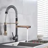 Kökskranar Spring Sink Faucet Rose Gold Color Matching Cold Bath Mixer Tap Modern Free Rotation Pull Down Pip 231211