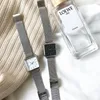 Women Fashion Square Watches Minimalist Design Ladies Quartz Wrsitwatches Ulzzang Gold Silver Silver Stainless Strap Clock 220218d
