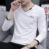 Männer T Shirts Mode V-ausschnitt Gespleißt Alle-spiel T-Shirt Kleidung 2023 Herbst Übergroßen Casual Pullover Lose Koreanische T hemd