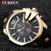 Wristwatches Curren 8176 Mens Watches Top Brand Gold Gold Male Men Men Fashion Leather Leather Strap Sport Quartz Watch Outdoor Disual Wristwatch 231211