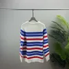 mens sweater Trendy European CE Knitted Shirt with Blue Stripe Printed Unisex Top and Woolen Sweater