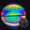 Bollar 7# Reflective Basketball Ball Pu Wear-Resistent Luminous Night Light Glowing Colorful Basketball Teenager Gift Anti-Air Läckage 231212