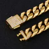 Krkc Wholesale Hip Hop 12mm 18k Gold Plated Stainless Steel Miami Cuban Link Necklace Cz Diamond Iced Clasp Mens Chains