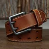 Belts Retro Trend Versatile Italian Top Layer Cowhide Double Needle Buckle Belt Men's Genuine Leather Jeans Wholesale