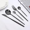 Zestawy naczynia kuchennego 30pcs Złote Setle Set Set Knife Spoon Cakiet Cake Flastware ze stali ze stali nierdzewnej Silverware Stołów kuchennych 231211