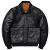 Hommes en cuir Faux classique A2 Style véritable veste Air Force manteaux de peau de vache naturelle noir peau de veau vêtements homme vol vêtements 231212
