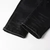 Herren Jeans Cracked Red Plissee Patch Biker Streetwear Patchwork Stretch Denim Hose Skinny Tapered Black Hose