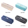 Grids For School Pouch Portable Student Stationery Storage Office Gift Solid Pencil Case Large Capacity Makeup Bag College