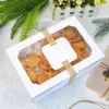 Wrap Prezent 12PCS Lot Kraft Paper Candy Box Favor Pvc Clear Window Dookies Treats Christmas Year Party Dekoracja 264B