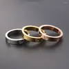 Wedding Rings Fashion Gold Plated Stainless Steel Cross CZ Crystal Zircon Ring Luxury Charm Jewelry 18K Rose Couple Gift