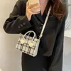 Akşam çantaları kadınlar mini çanta bayanlar poşet moda kontrolü desen omuz çantası crossbody Messanger hafif basit zarif tote