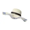 Cappelli a tesa larga da donna in paglia con nastro bowknot da donna traspirante protezione solare cappellino da sole floppy visiera da spiaggia per le vacanze