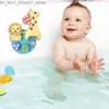 Jouets de bain Jouets de bain pour enfants dessin animé girafe Lion jeux d'eau ensemble de jouets coloré piscine eau jouant jouet pour enfants mur Sunction Cup Q231212