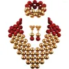 Necklace Earrings Set Nigerian Wedding African Beads Artificial Coral Bridal