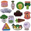 Broches en émail végétalien, Collection de broches, boule de cristal de pêche, brocoli, carotte, chatte, légumes, Badge végétarien, broche de dessin animé292c