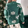 Maglioni da donna 2023 Dolcevita invernale a maniche lunghe T-shirt in maglione di lana lavorato a maglia stampato natalizio