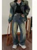 Jeans pour femmes GUUZYUVIZ Lâche Vintage Baggy pour femmes Y2K Streetwear Casual Lettre Tassle Wide Leg Denim Pantalon Droit Femme