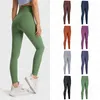 Lu Yogabroek voor dames Hoge taille Trainingsbroek Hoge elastische zachte sportbroek Effen kleur Slim Fit Shaping Close Hip-legging met binnenzak in de taille A-112