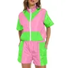 Women's Two Piece Pants Men's And Mardi Gras Disco Retro Trend Party Stage Performance Costume 80's 70's Sweatshirt Jacket Coat Shorts Set