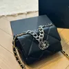 designer crossbody purse chain shoulder bags channel handbag mini flap bag with vintage chain black leather women clutch small cc 19 bag phone holder shoulder bag