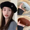 Berets para criativo simples cor sólida pintor chapéu gorro all-match gathe