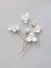 Hair Clips Wedding Accessories Porcelain Flower Pins Silver Gold Color Hairpins For Brides Women Head Pieces Bridal Jewelry