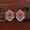 Stud Earrings Vintage Ethnic Square Drop For Women Boho Carved Flower Beads Tassel Jewelry Gift Wholesale