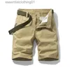 Herren Shorts 2023 Sommershorts Männer 100% Baumwolle solide lässiges lässiges neue hochwertige Business -Sozial -Shorts Berdas losen Luxus Khaki Jogger L231212