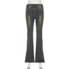 Jeans pour femmes 2024 Spring rétro coupé lavé Ligne Élevage Y2k Sexy Low Raise en détresse Pantalon de jean Long Vêtements Woman Vêtements