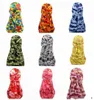 Miltary Camouflage Silky Durag Colorful Premium 360 Waves Long Tail Durags Hiphop Caps for Men and Women High Quality Durag8734238