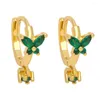 Boucles d'oreilles créoles Mini cerceaux plaqués or papillon pour femmes cuivre CZ cristal Huggie petits bijoux cadeaux Erss08