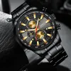 Curren Black Gold Watch for Men kwarc sportowy zegar chronograf dat zegarek zegarek zegarek ze stali nierdzewnej męski zegarek CX20080264A