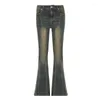 Jeans pour femmes 2024 Spring rétro coupé lavé Ligne Élevage Y2k Sexy Low Raise en détresse Pantalon de jean Long Vêtements Woman Vêtements