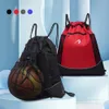 Bollar Fotboll Net Pocket Pocke Bag DrawString Fitness Sport Basket Backsäck Portable stor kapacitet Lätt utomhussportväska 231212