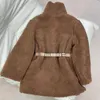 Women's Fur & Faux Fur Designer High end 23 Winter Teddy Lamb Wool Mid length Coat with Lapel and Belt Particle Fleece Cotton Coat YPEO