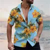 Camisas casuais masculinas camisa de verão havaiana oversize manga curta lapela single-breasted roupas de moda 5xl