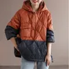 Damen Trenchcoats 2023 Herbst Winter Baumwolljacke Frauen Leichte Spleißen Lose Kapuzenpullover Weißer Mantel Parkas Hoodie Oberbekleidung