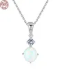 Utsökt Sterling Silver 925 Round Opal Pendant Necklace For Women Cut Chain Halsband Fashion Jewellery6607732