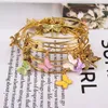 Cuff 5pcs Gold Color Bangle Bracelet Set Adjustable Wire Bracelets for Women Fashion Jewelry Charm Bangles Gift C042 231212